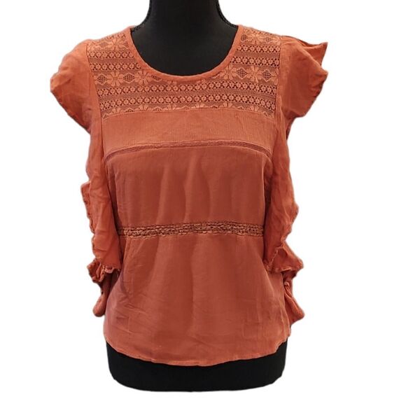 American Eagle Boho Chic Lace Ruffle Top XS - Picture 1 of 5